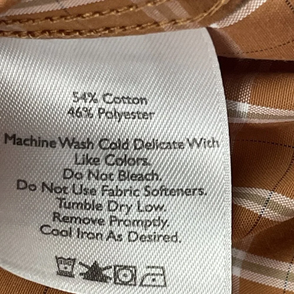 Eddie Bauer Button Up Shirt Men’s L Short Sleeve Check Cotton Blend Lightweight